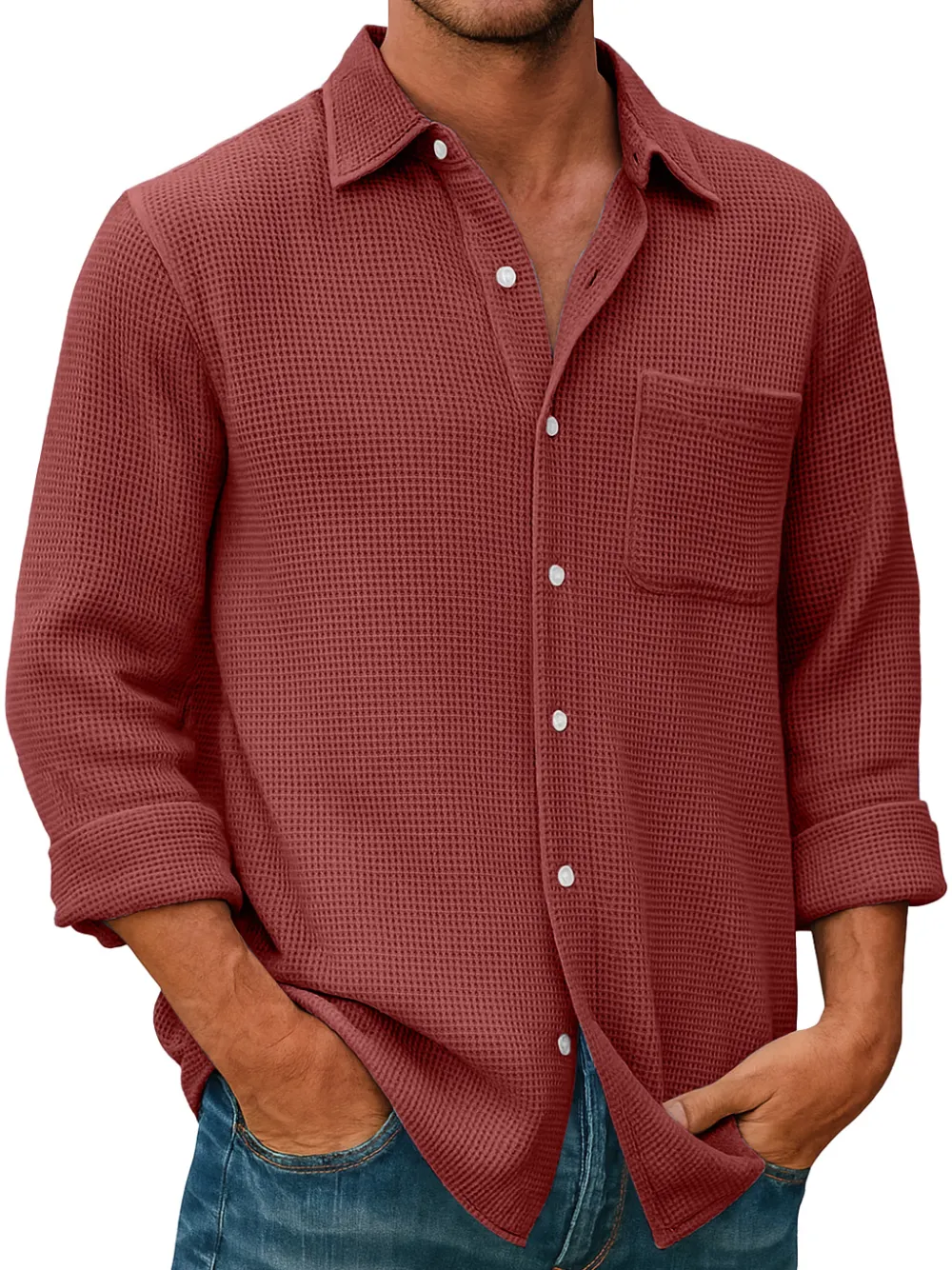 Textured Knit Pocket Shirt