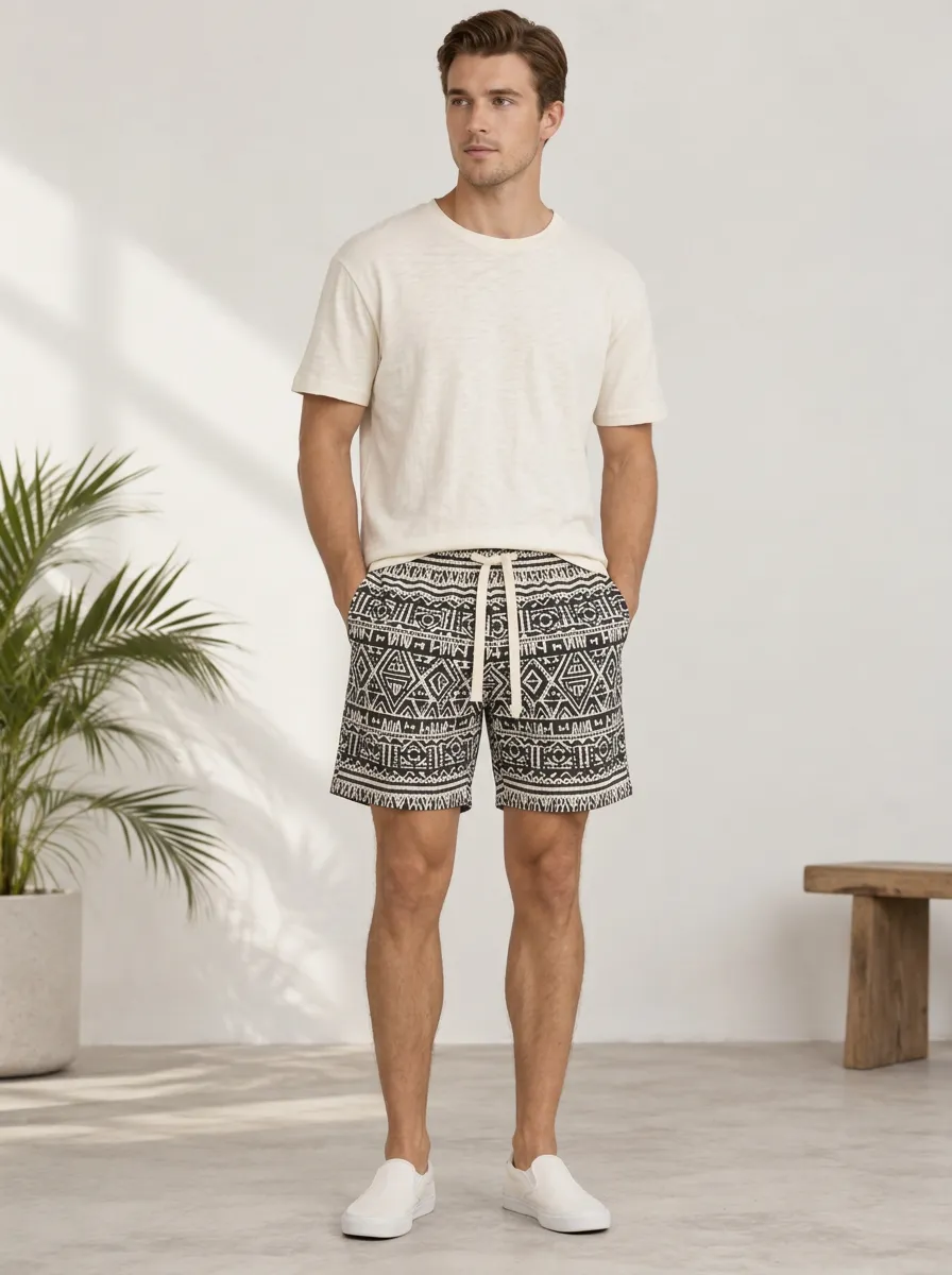 Men's Printed Boho Geometric Shorts