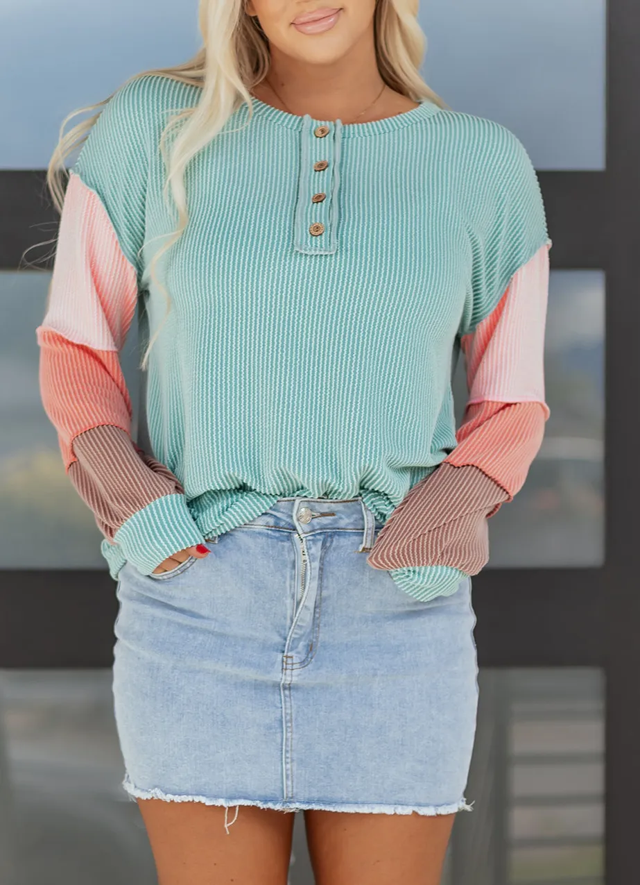 Women's Colorblock Ribbed Knit Top