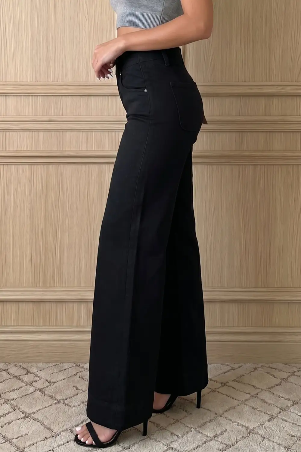 Women's Two Button High Waist Wide Leg Jeans