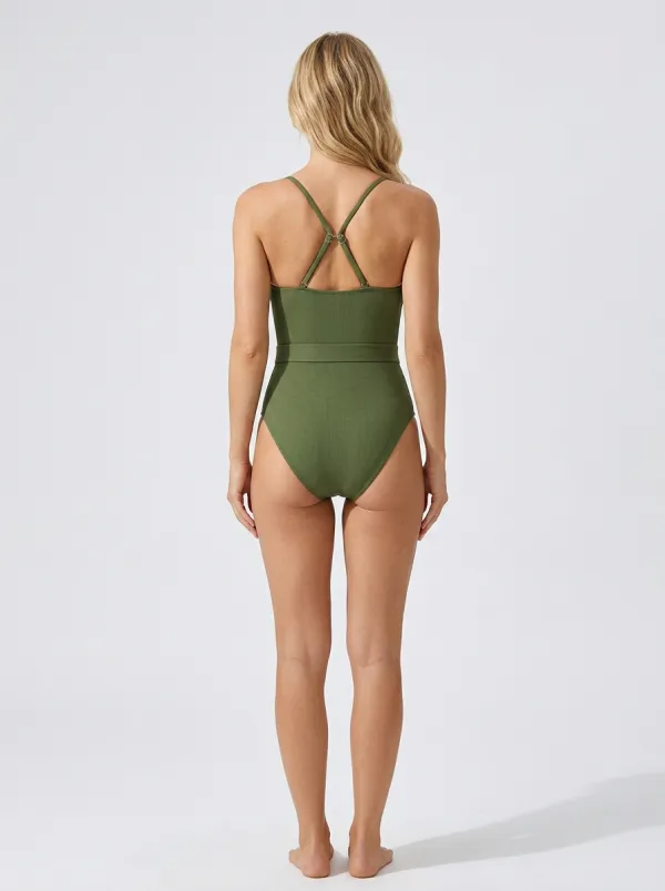 Women's O-Ring Ribbed One-Piece Swimsuit