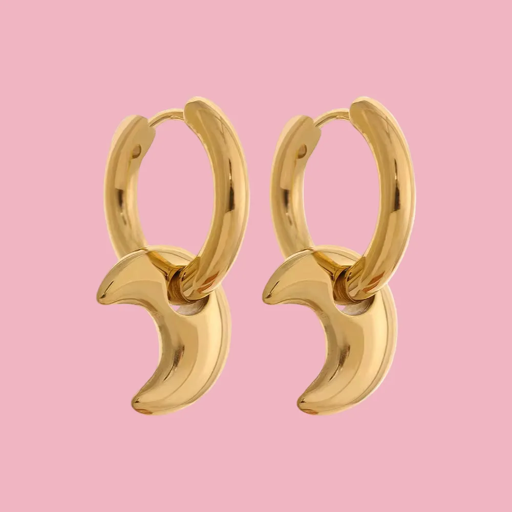 Moon Huggie Earrings