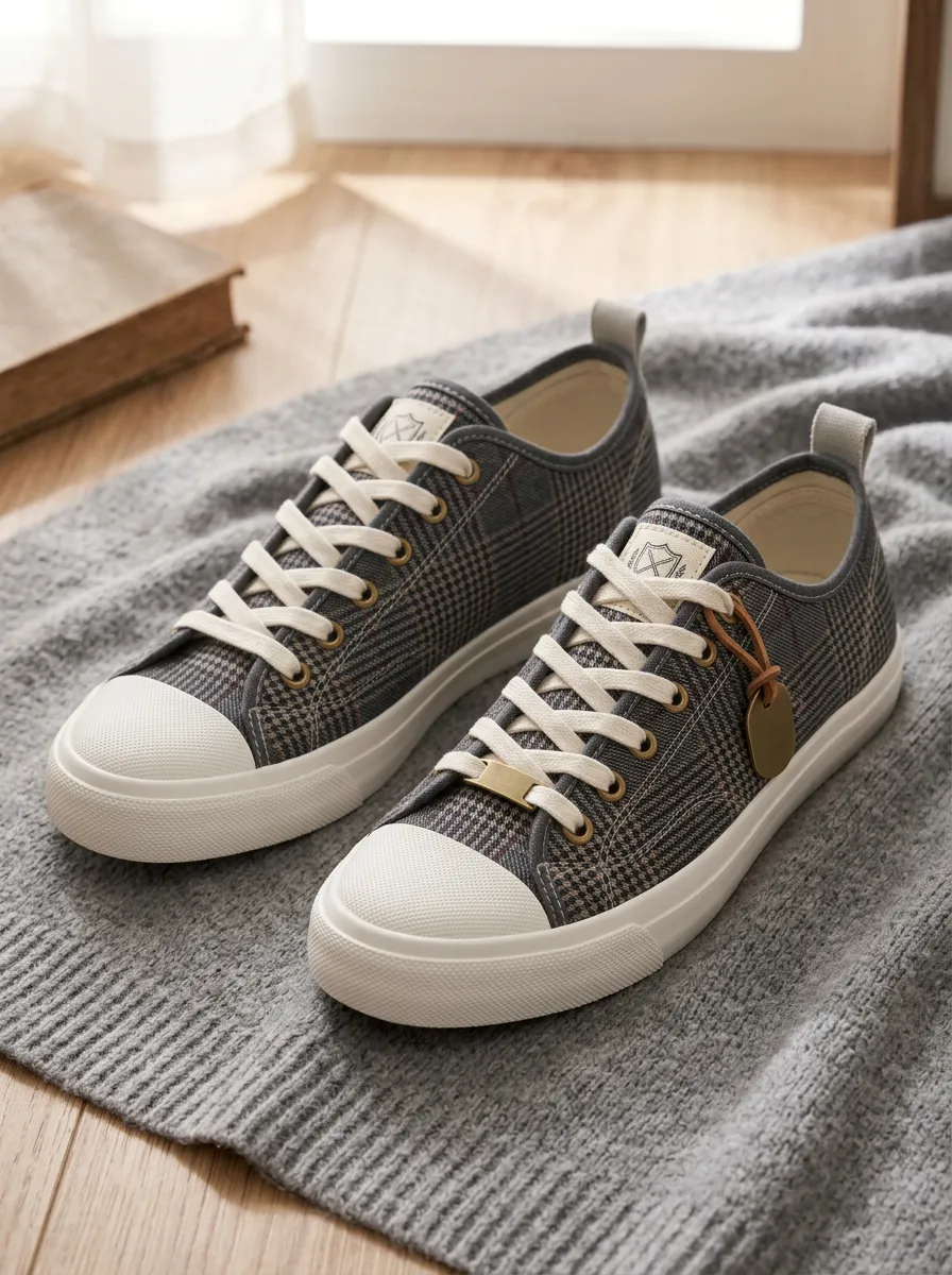 Men's Relaxed Classic Plaid Pattern Patterned Canvas Shoes