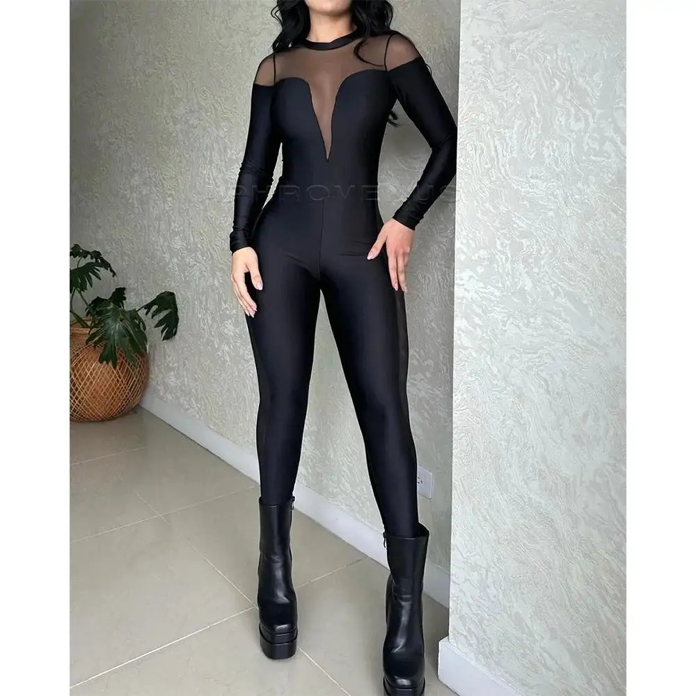 Long-Sleeve Elastic Sportswear Jumpsuit