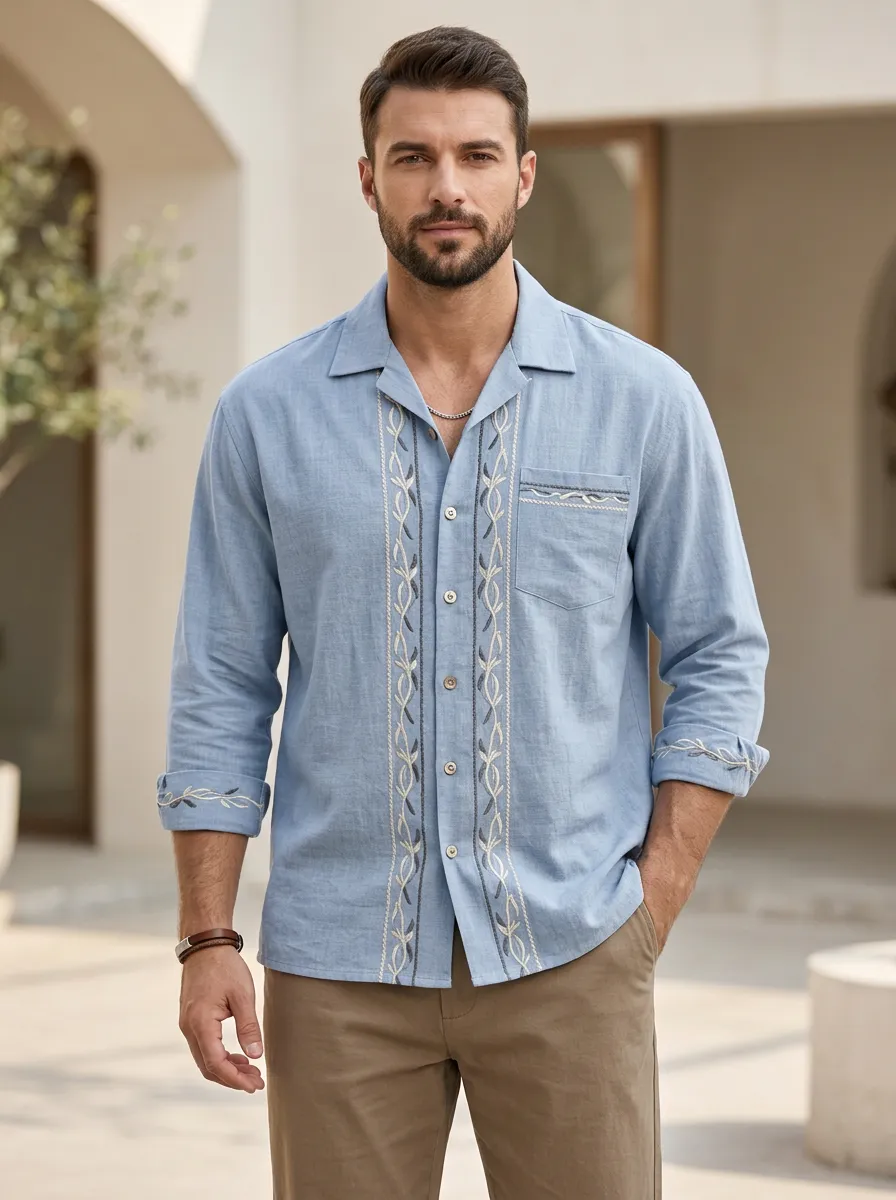 Men's Floral Modern Embroidered Shirt