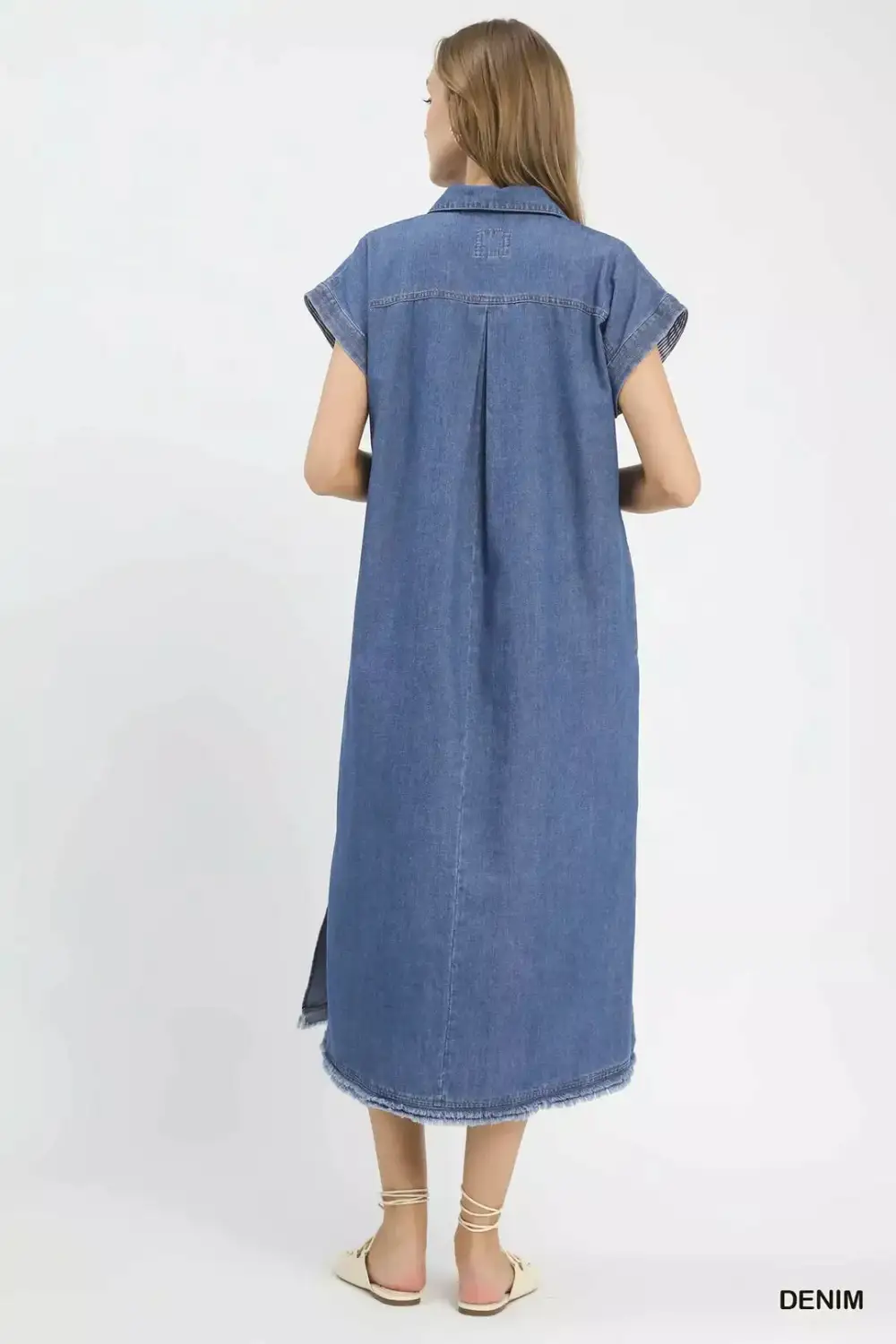 Washed Collared Midi Dress