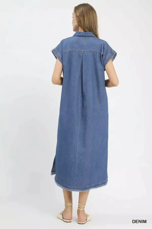 Washed Collared Midi Dress