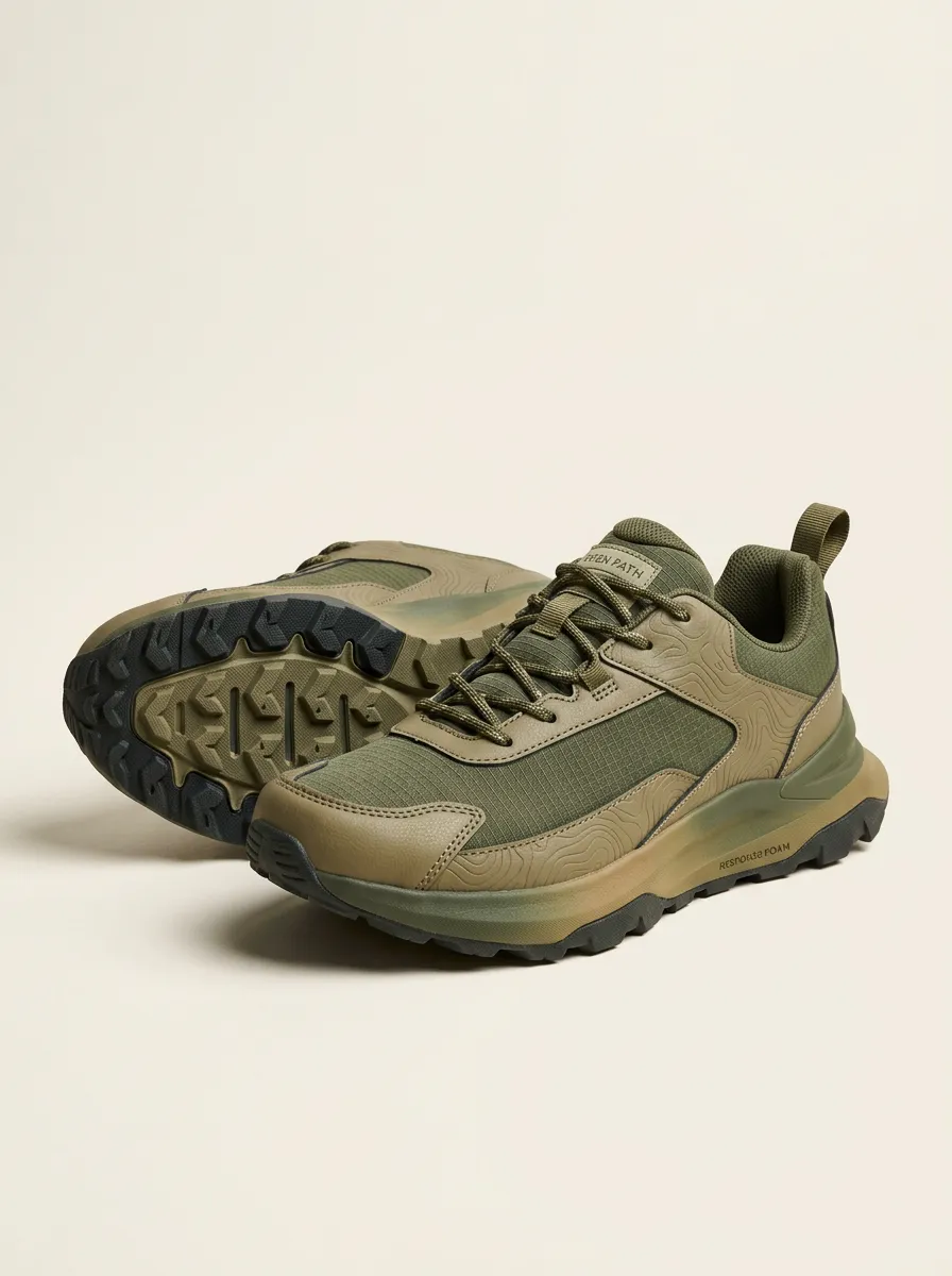Trail-Inspired Finish Hiking-Inspired Topographic Casual Sneakers