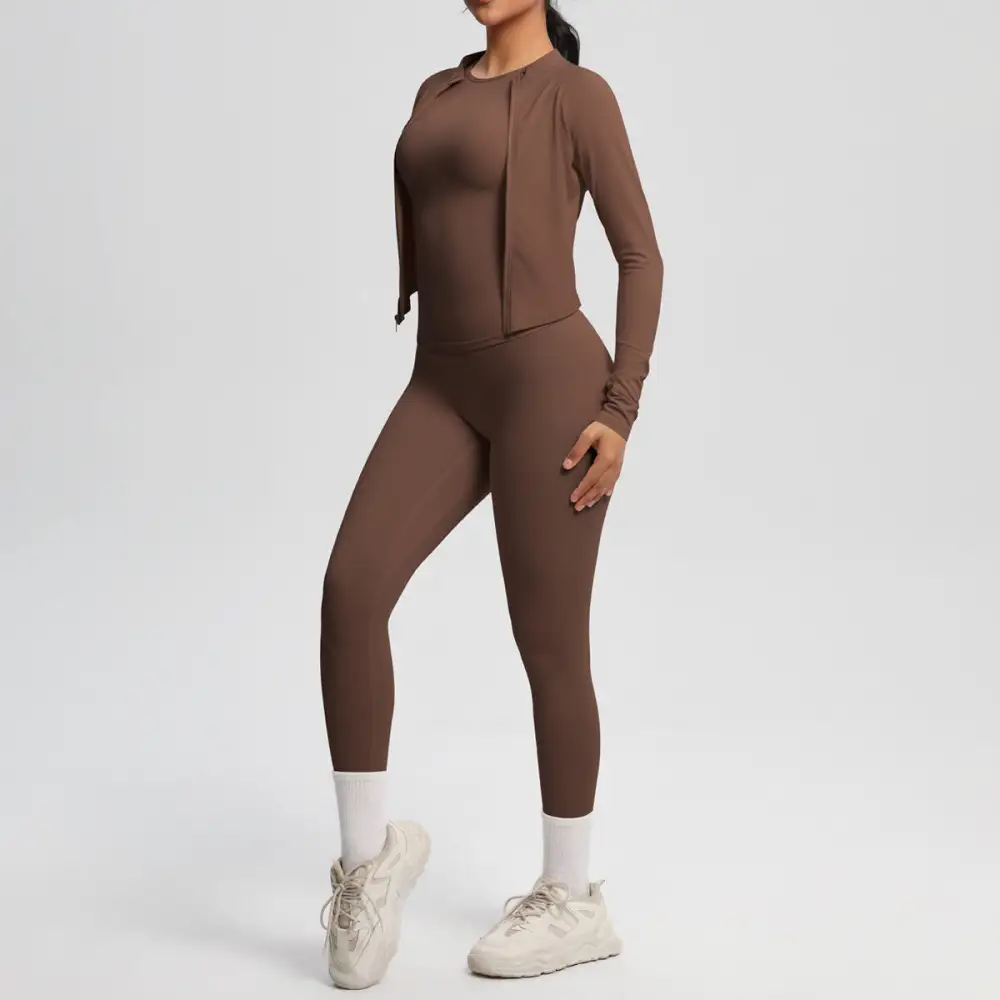 Short-Sleeve Quick-Dry Jacket, Top and Leggings Active Set