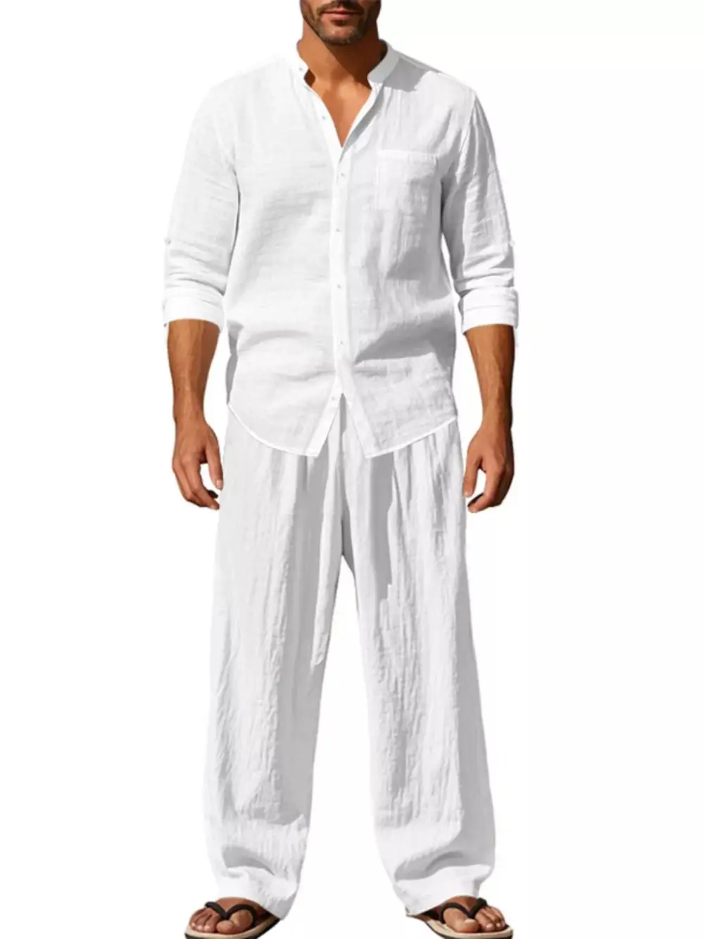 Refined Men's Full Size Casual Button Up Shirt