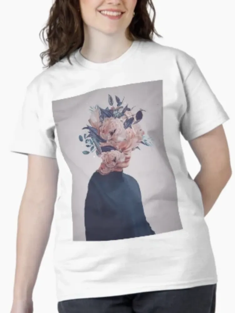 Women's Surreal Floral Print Crew Neck Short-Sleeve T-Shirt