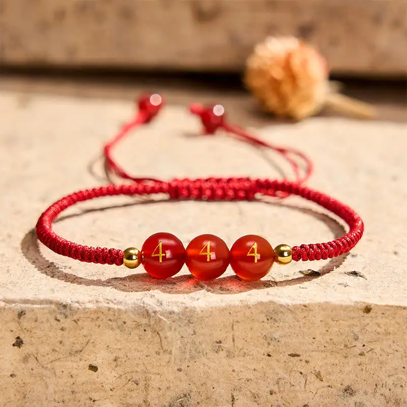 Angel Number String Agate Beads Braided Adjustable Bracelet