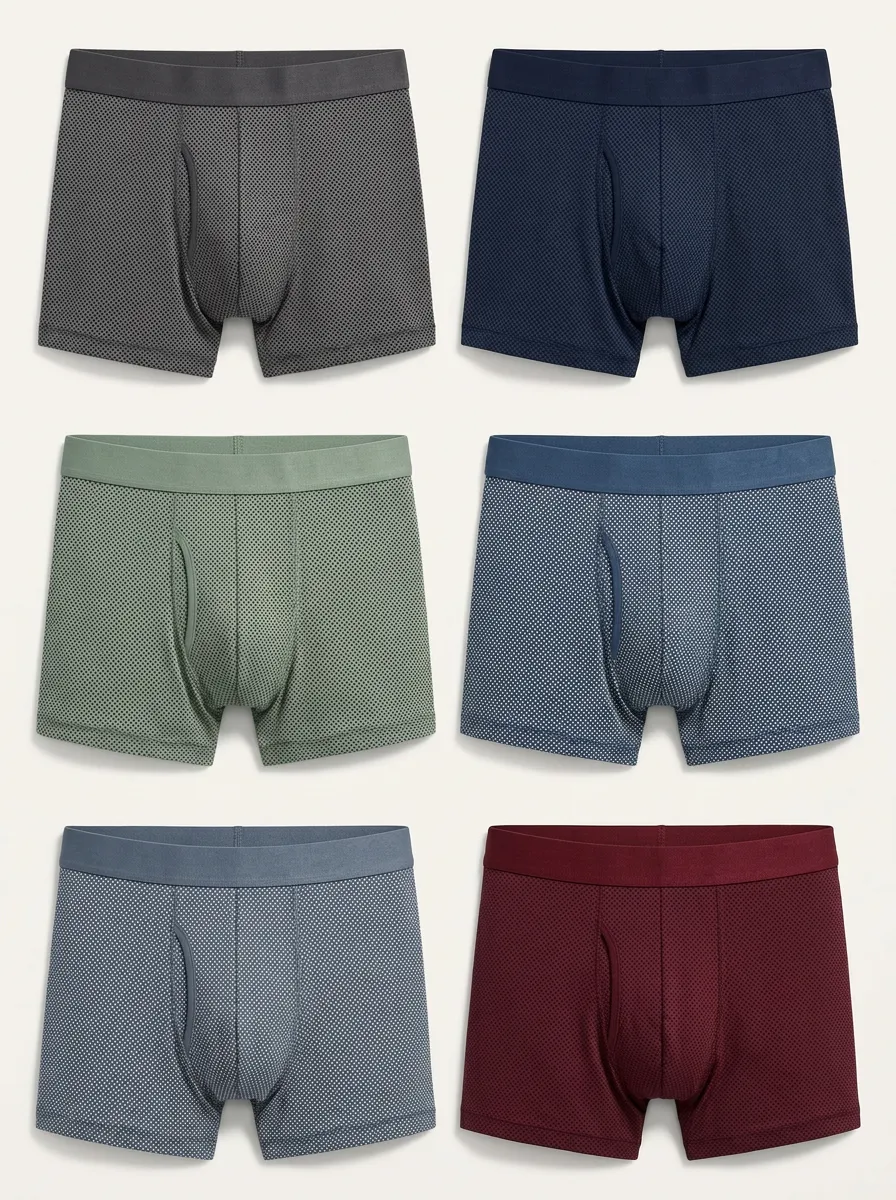 Men's Multi-Color Solid Mesh Boxer Briefs 6-Pack