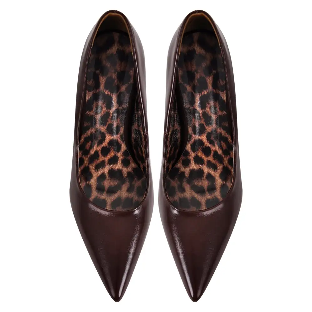 Leopard Pattern Pointed Toe Stiletto Slip On Pumps