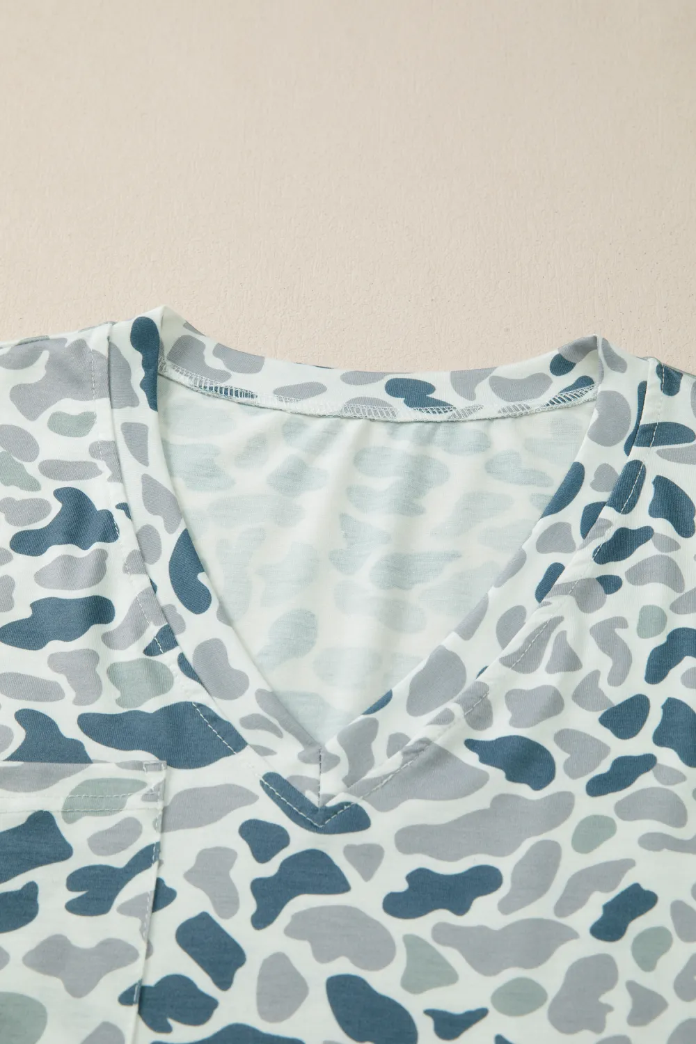 Gray Camouflage Print Single Chest Tee