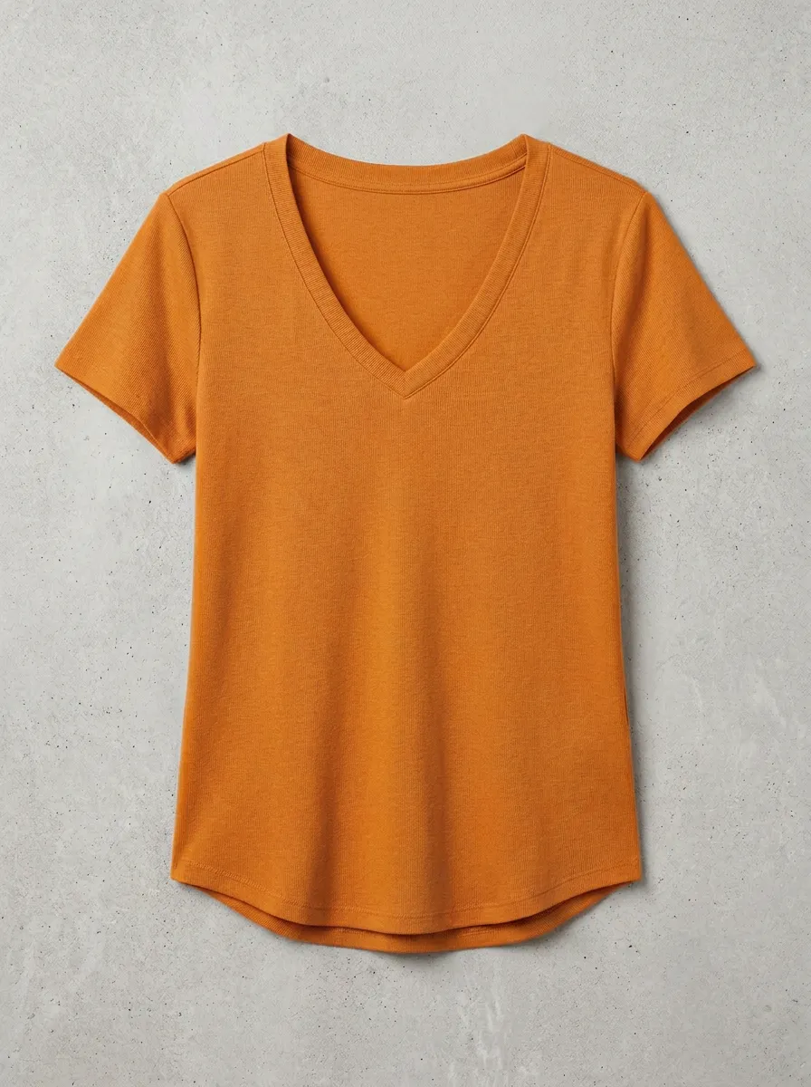 Women's Curved-Hem V-Neck T-Shirt