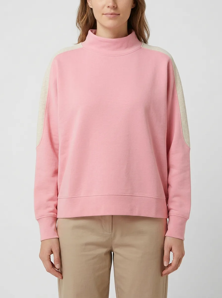 Women's Two-Tone Mock-Neck Sweatshirt