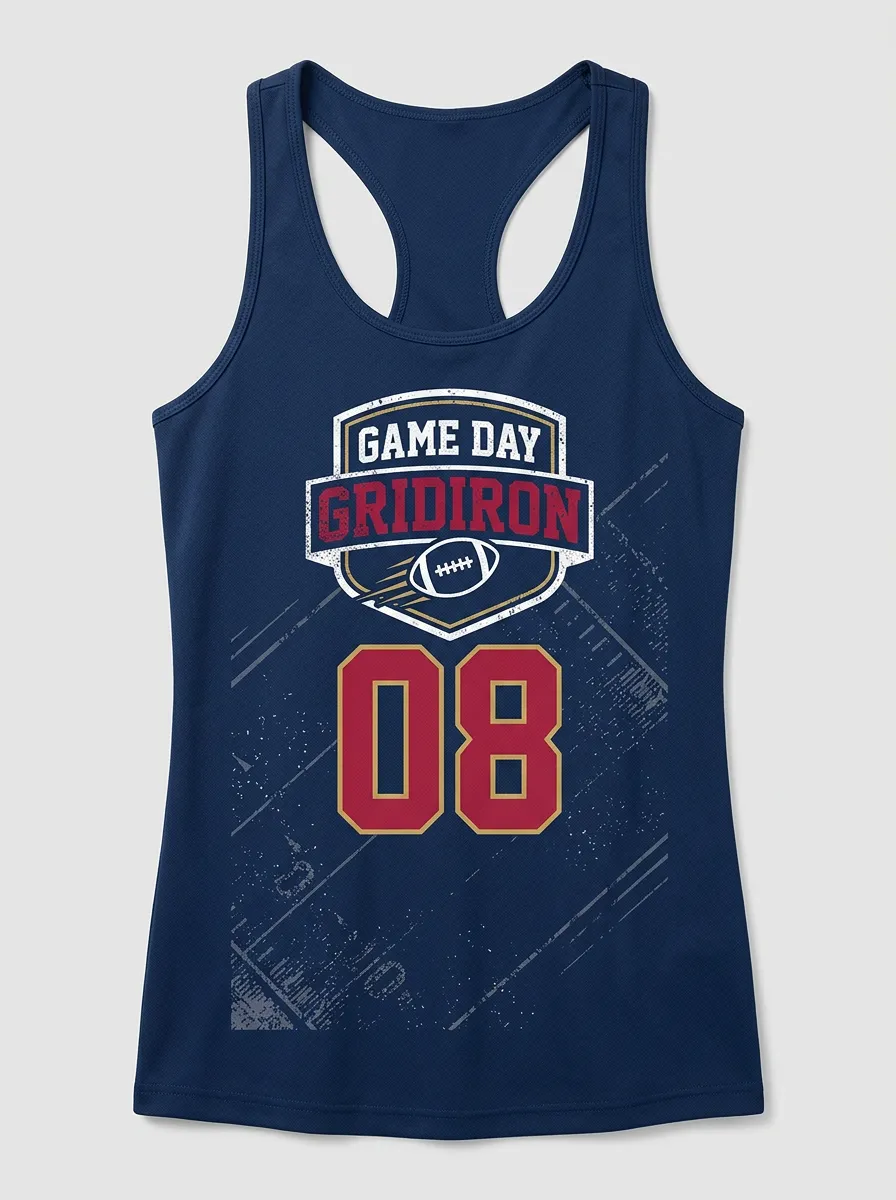 Women's Football Fan Game Day Gridiron 08 Printed Tank Top