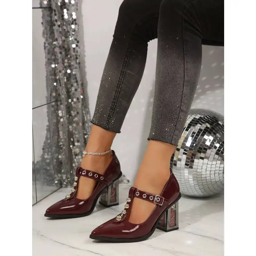 Point Toe Block Heels Pumps