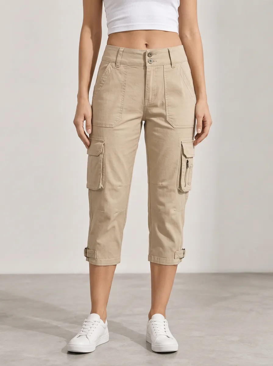 Women's Capri Casual Utility Multi Pocket Cargo Pants
