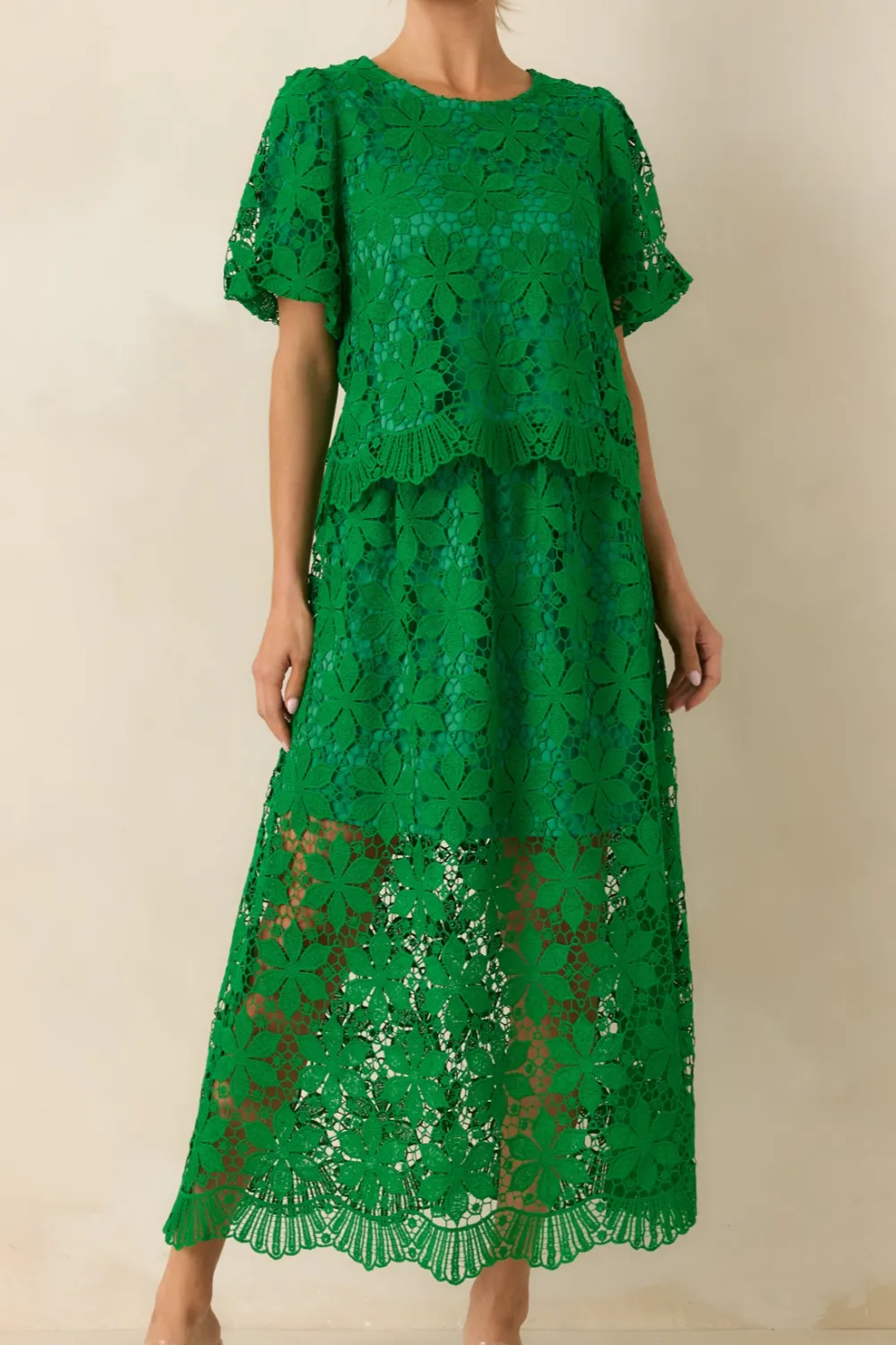 The Attention Floral Lace Maxi Skirt