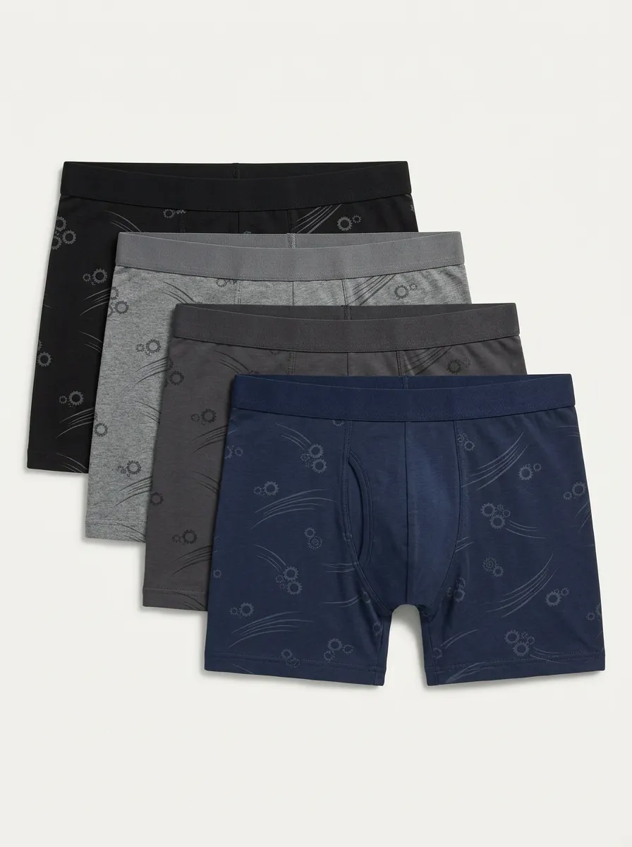 Men's Four-Pair Gear Motion Straight-Leg Boxer Brief Set