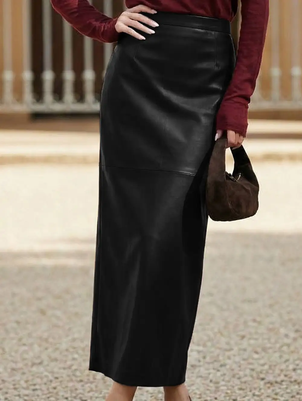 Faux Leather Pencil Skirt