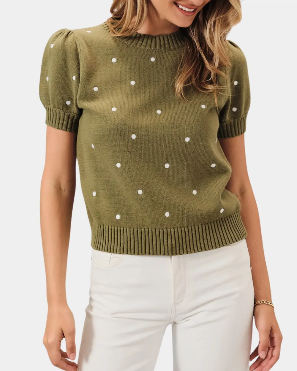 Relaxed Polka Dot Embroidered Top