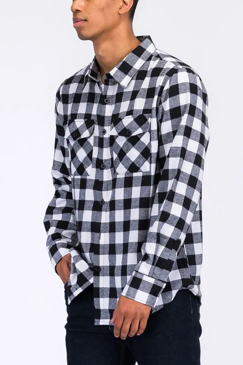 Black Khaki Brushed Flannel Shirt