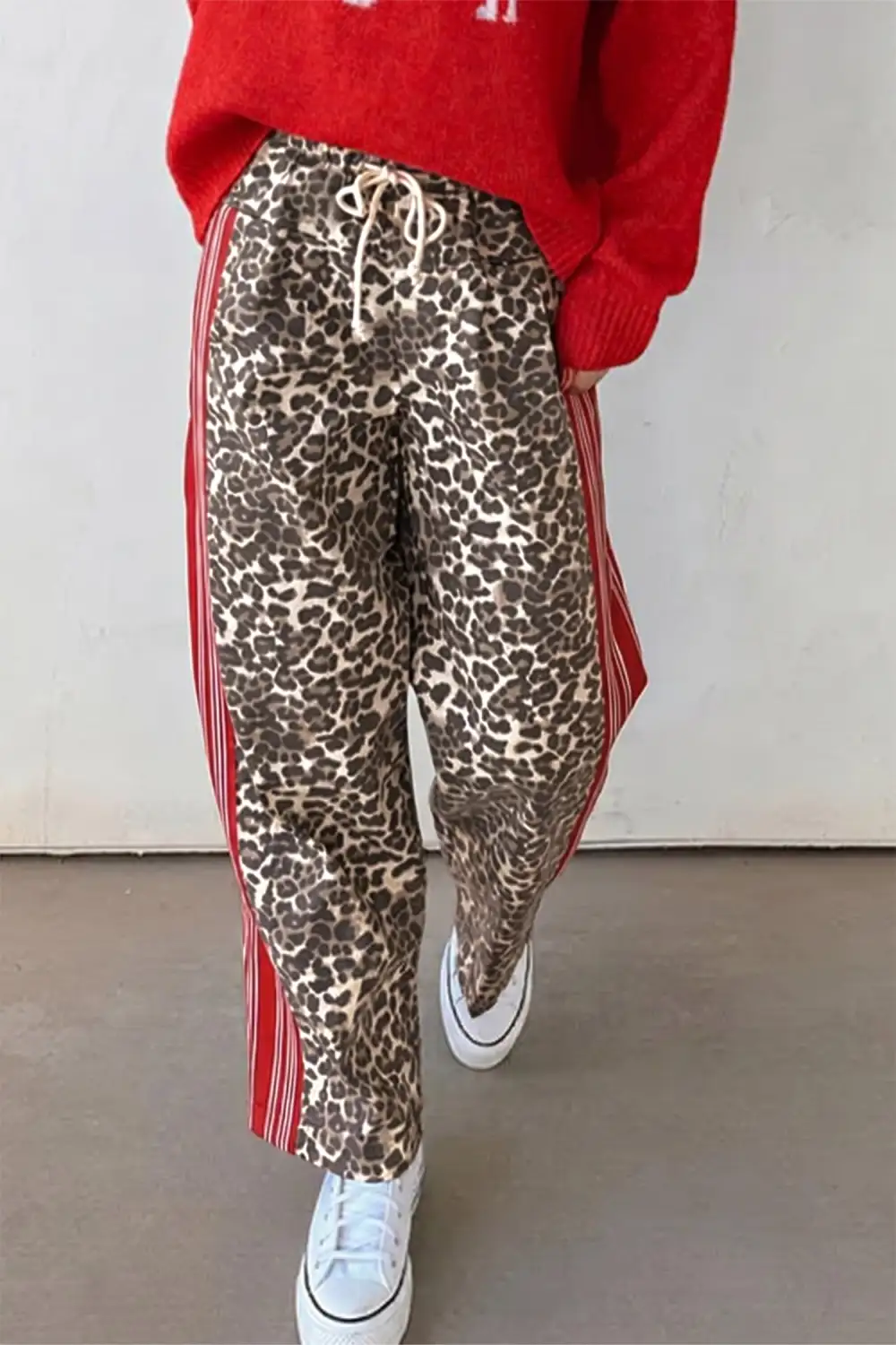 Women's Leopard Patchwork Elastic Waist Jeans