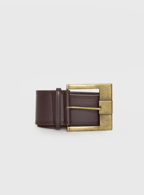 Buckle Faux Leather Clean Belt