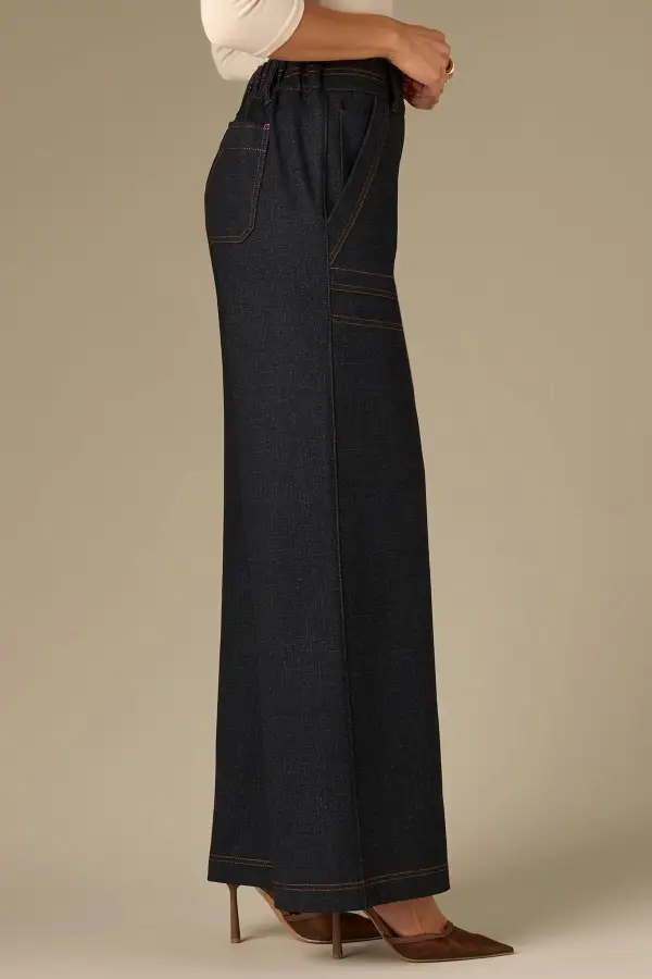  Wide Leg Glider Knit Pants Patch Pockets