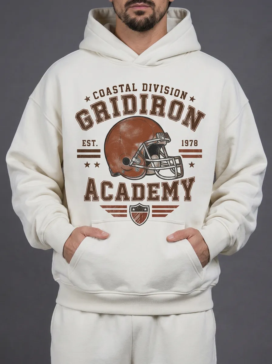 Men's American Football Lover Gridiron Academy Printed Hoodie