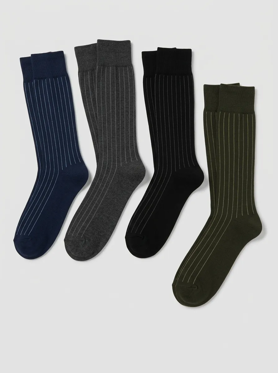 Men's Pinstripe Classic Crew Socks Set