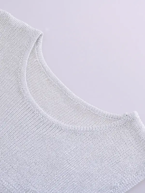 Round-Neck Knit Sheer Tank Top