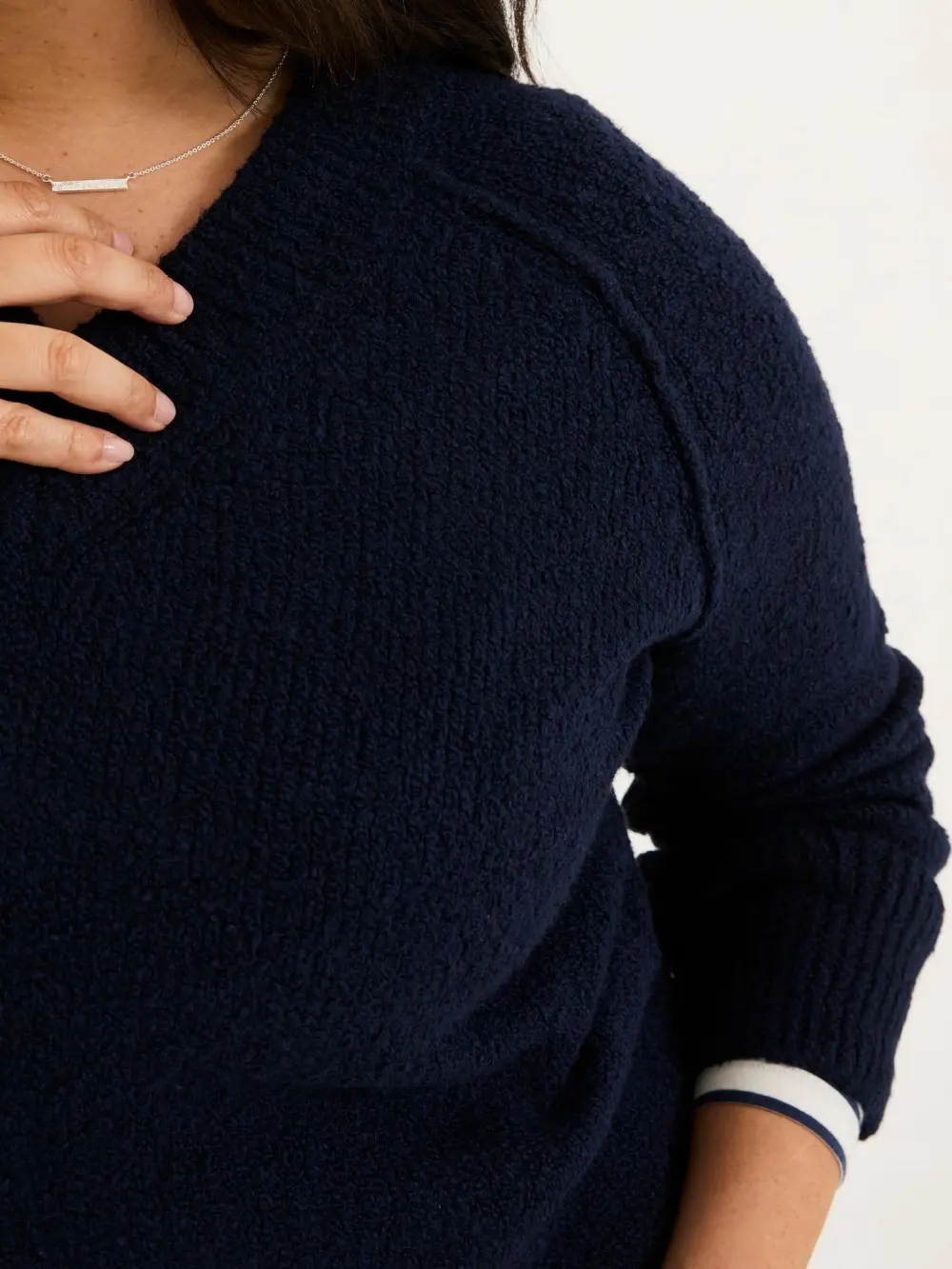 Navy Bonnie Boucle V-Neck Jumper