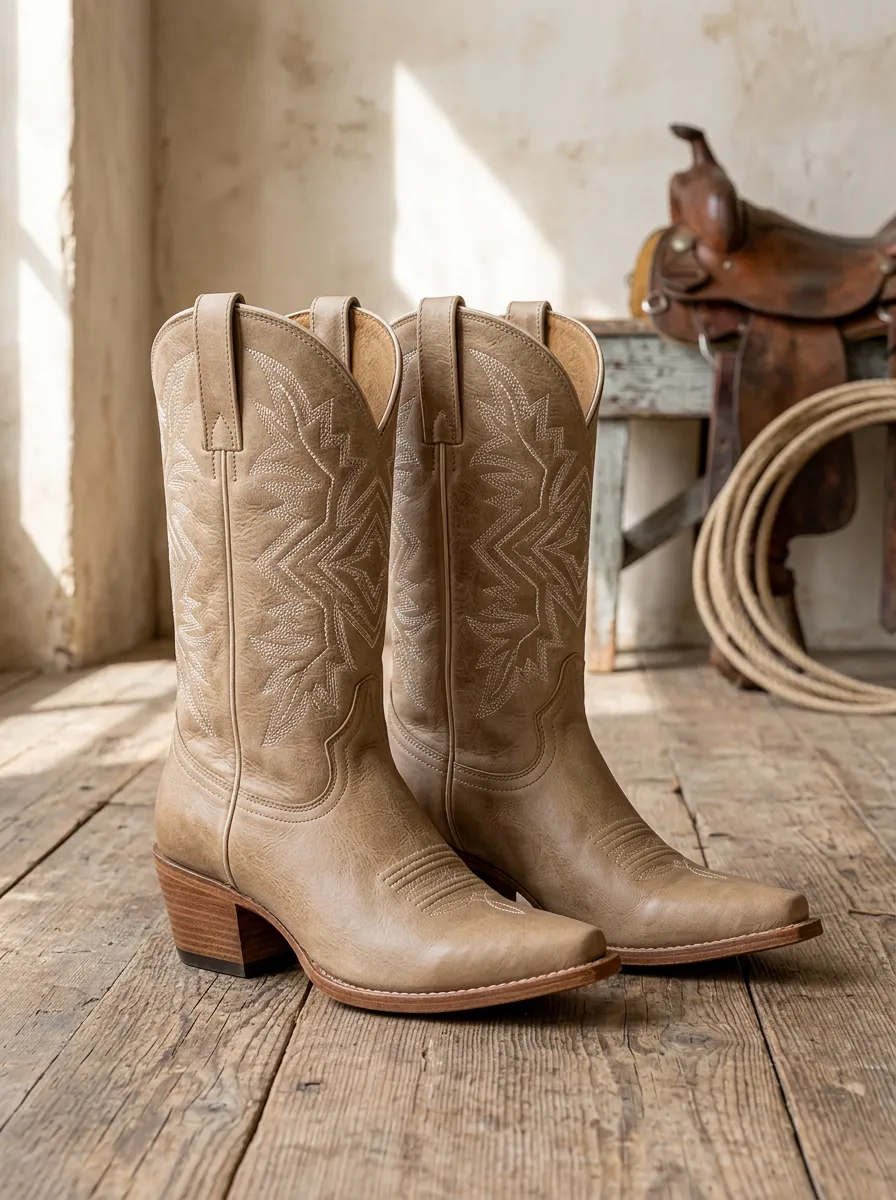 Unisex Vintage Western Cowboy Embroidered Stitched Printed Boots
