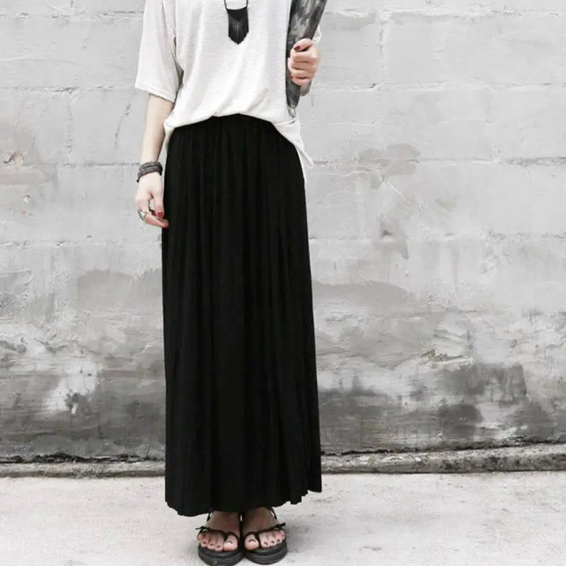Minimal High Waist Flared Long Midi Skirt