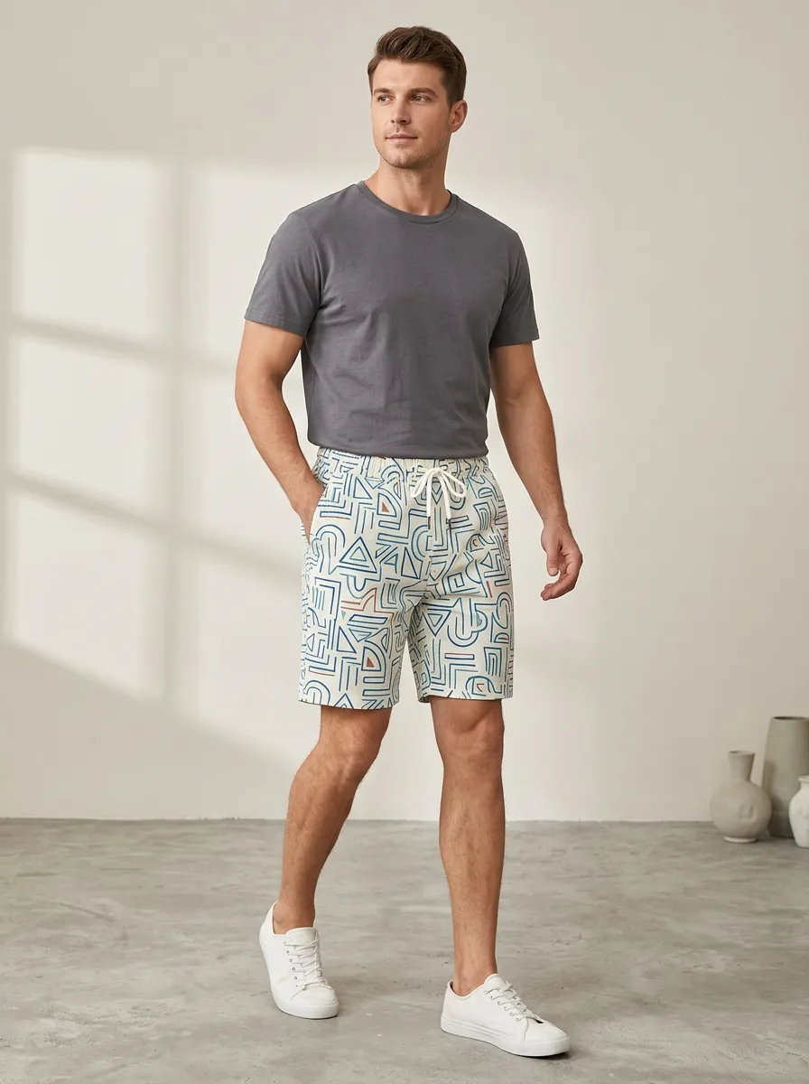 Men's Artful Geometric Printed Shorts