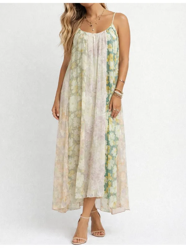 Spaghetti Strap Chiffon Cami Midi Dress