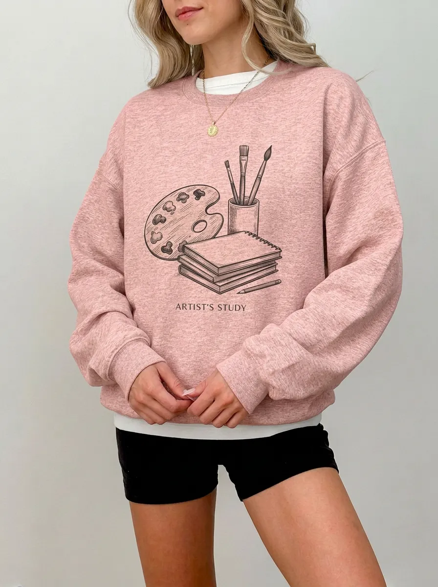 Women's Artist Study Paint Palette Brushes Graphic Sweatshirt