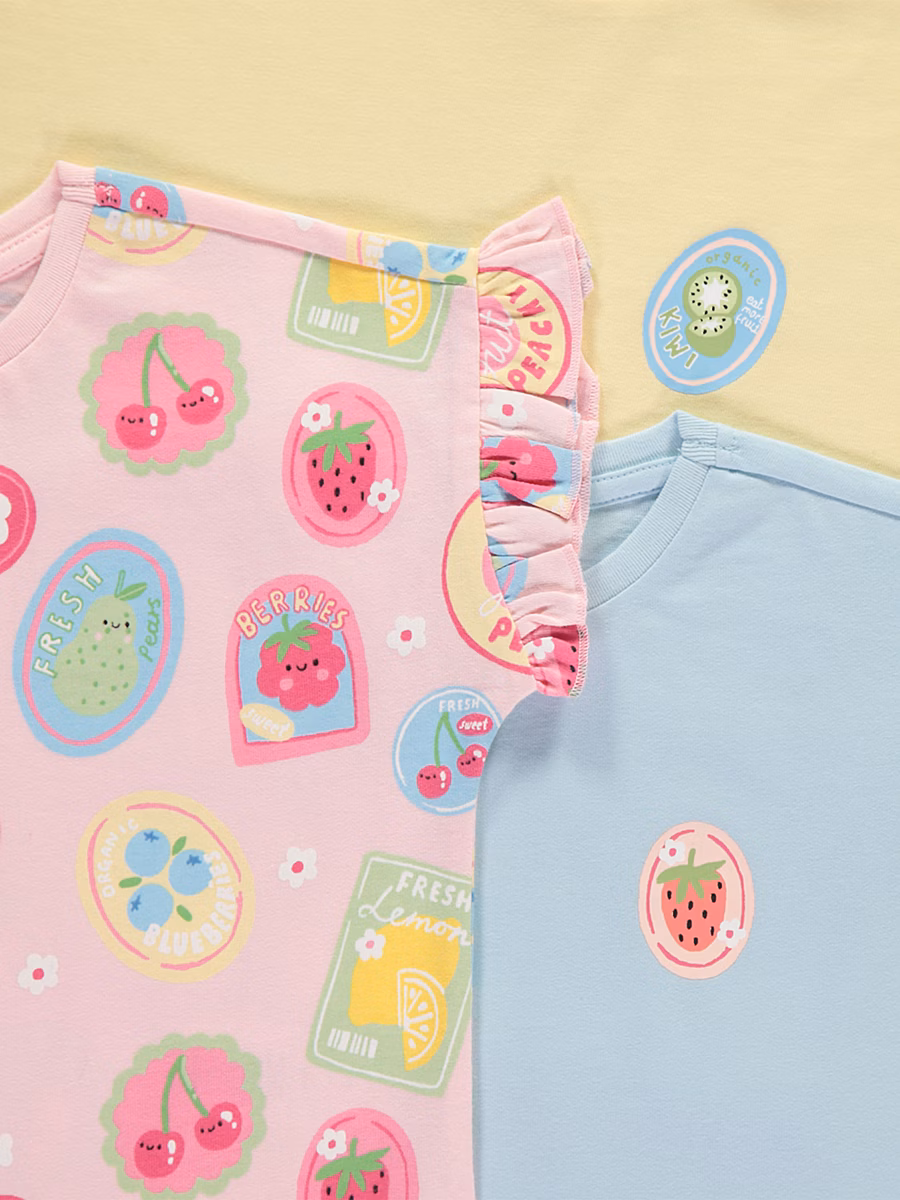 Fruit Stamp Frill Short Sleeve Tops 3 Pack detail 1