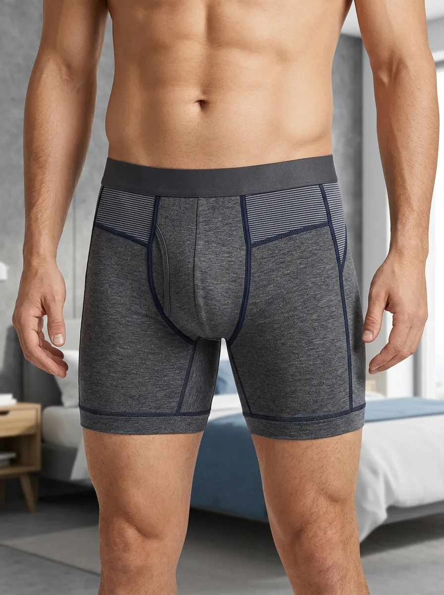 Daily Striped Performance Athletic Casual Look Men's Boxer Briefs