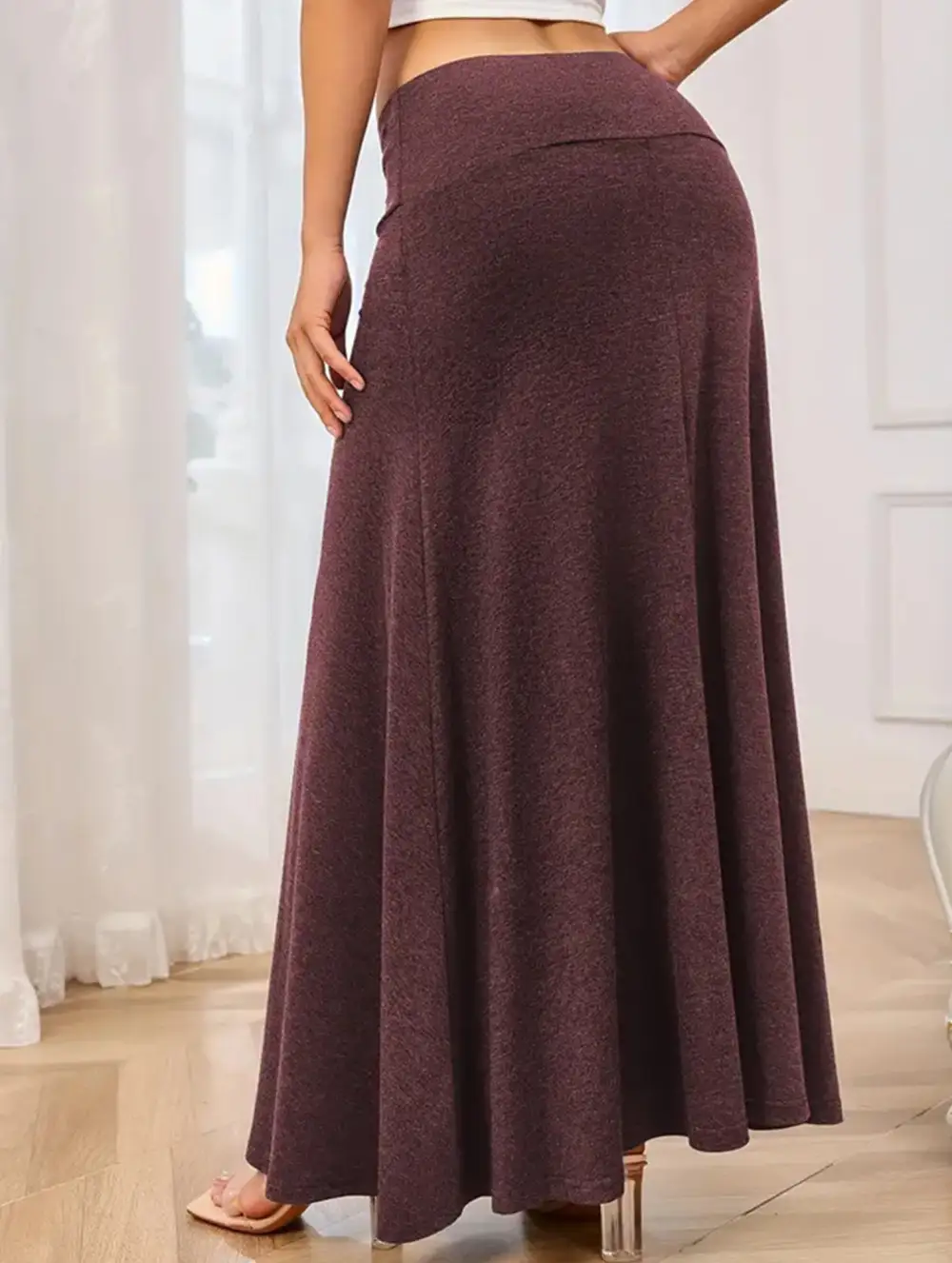 Knit High Waist Midi Skirt