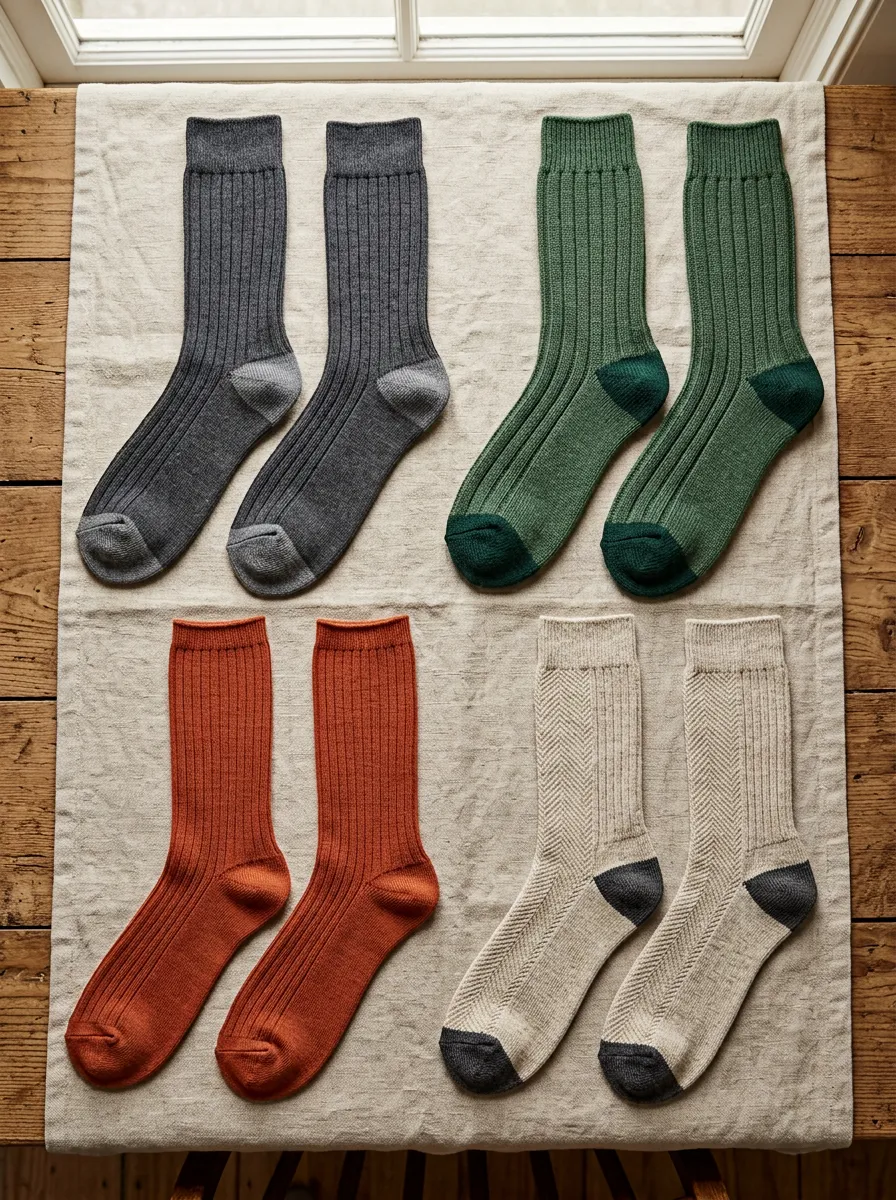 Men's Essential Core Ribbed Knit Cotton Crew Socks Set