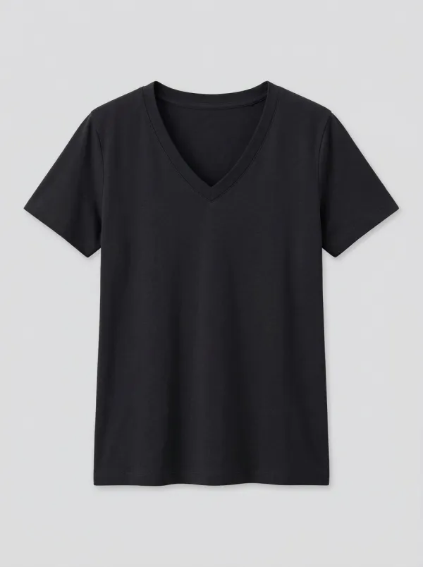 Women's Regular-Fit Minimalist V-Neck T-Shirt