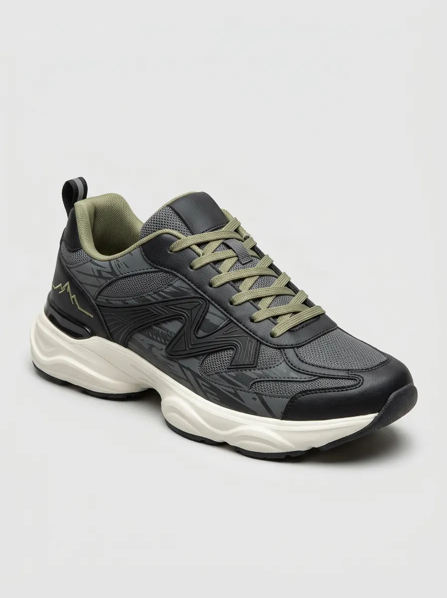Men's Olive Mountain Graphic Athletic Sneakers