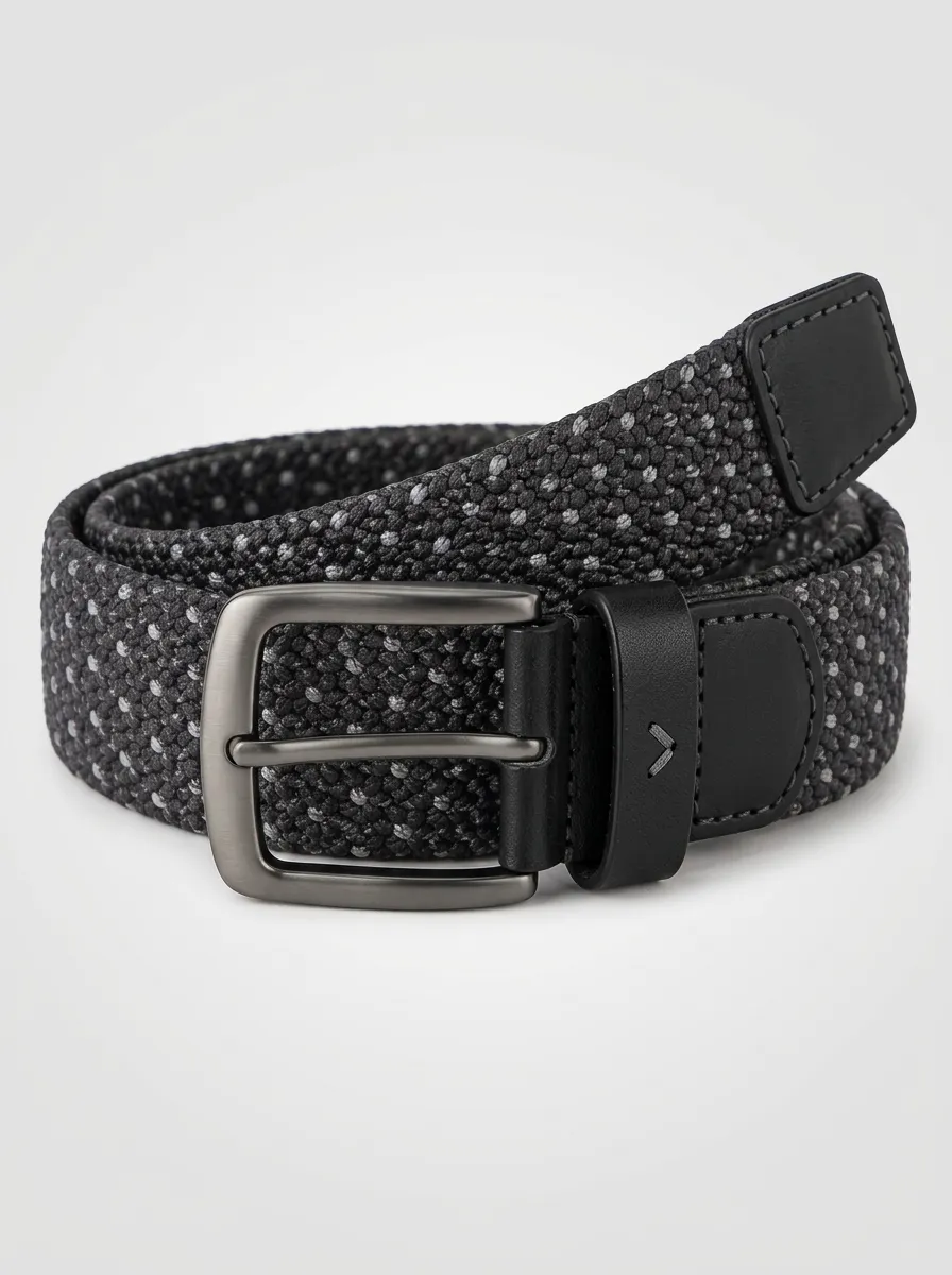 Men's Performance Casual Grey Speckled Stretch Woven Belt