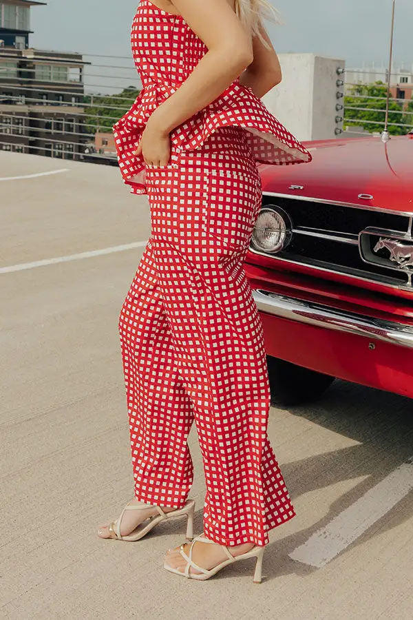 High Waist Relaxed Wide Leg Gingham Pants