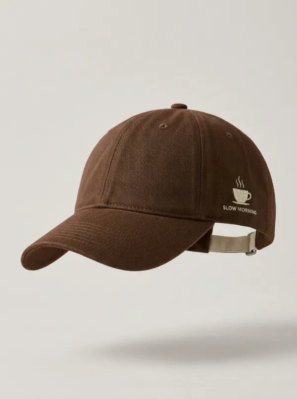 Classic Craft Coffee-Lover Slow-Morning Embroidered Unisex Baseball Cap